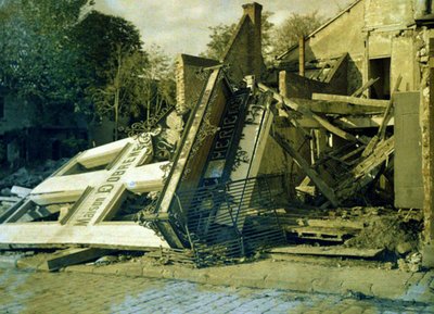 Maison Dobreme - the ruins of the building with the Boucherie Dobreme, Roye, Somme, France by Fernand Cuville